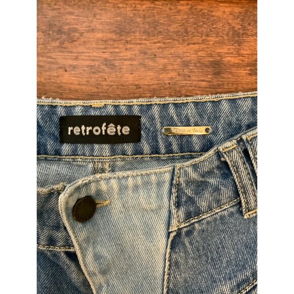 retrofete Taylor Blue Denim Patchwork High Rise Slim Leg Jeans Size 27 - Picture 4 of 8